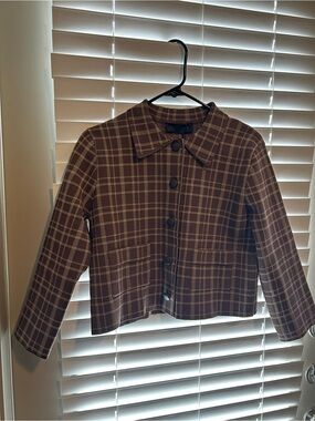 Zara Brown Plaid Button-Front Jacket